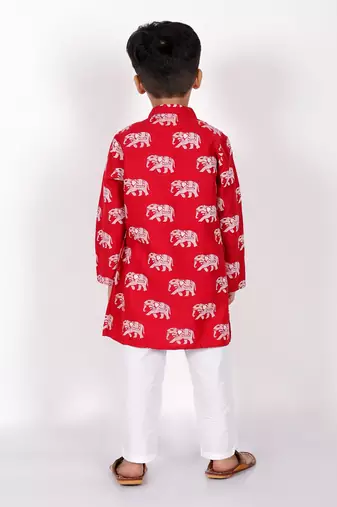 Trunk tales boys red kurta with pant