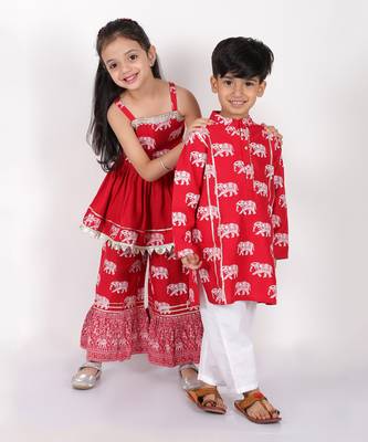Trunk tales boys red kurta with pant 6