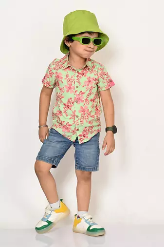 Sassy boho boys pink shirt