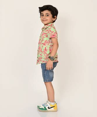Sassy boho boys pink shirt 3