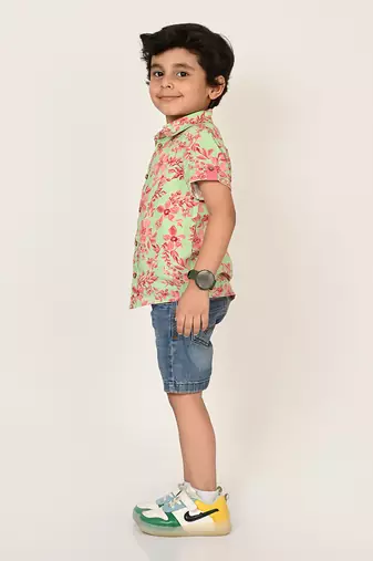 Sassy boho boys pink shirt