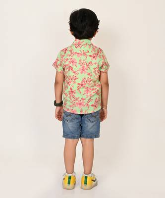 Sassy boho boys pink shirt 4