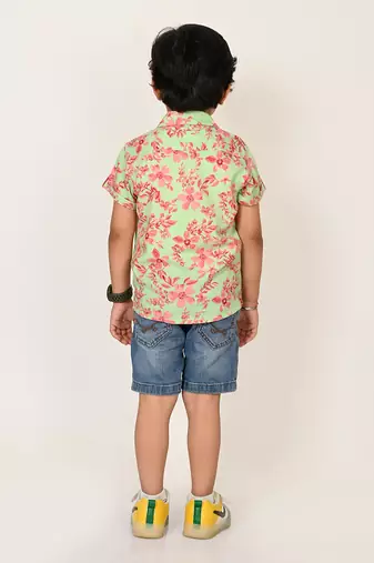 Sassy boho boys pink shirt