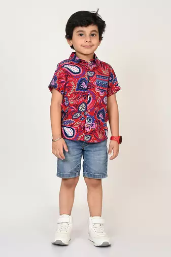 Sassy boho boys purple shirt