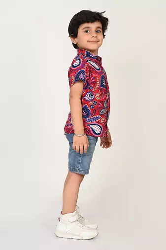 Sassy boho boys purple shirt