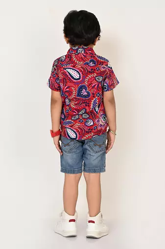 Sassy boho boys purple shirt