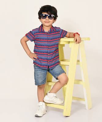 Sassy boho boys blue shirt 1