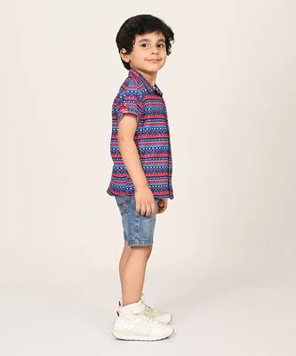 Sassy boho boys blue shirt 2