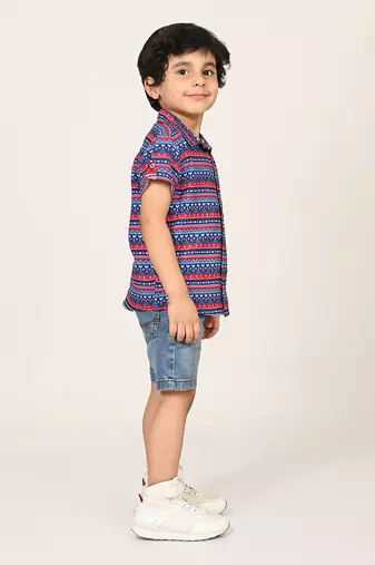 Sassy boho boys blue shirt