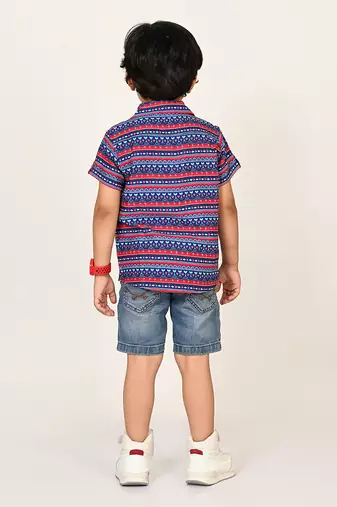 Sassy boho boys blue shirt