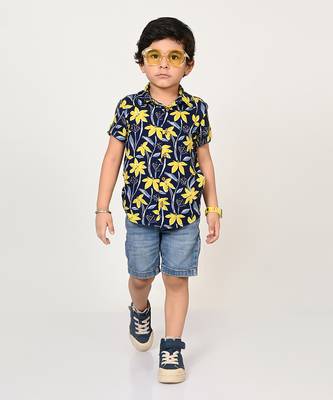 Sassy boho boys navy shirt 1