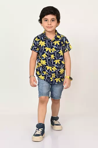 Sassy boho boys navy shirt
