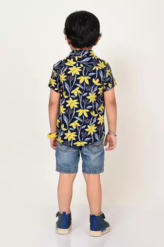Sassy boho boys navy shirt