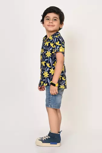 Sassy boho boys navy shirt