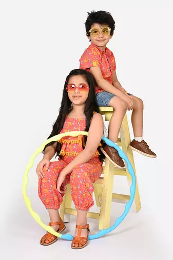 Sassy boho boys orange shirt