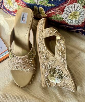 Zardosi embroidered wedges 5