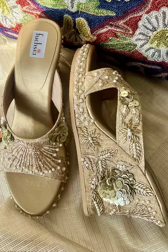 Zardosi embroidered wedges