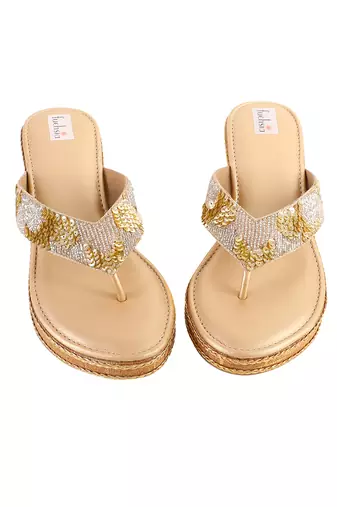 Sequin embellished jute heels
