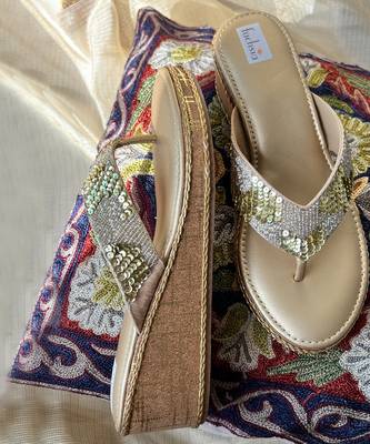 Sequin embellished jute heels 5