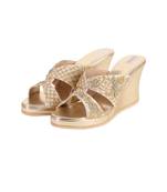 Sequin embellished gold wedges