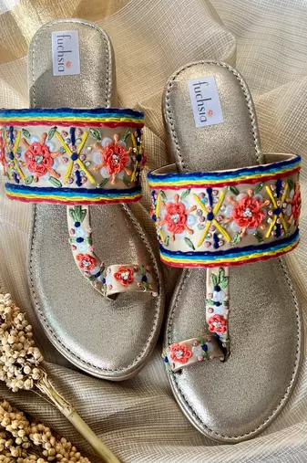 Thread work multicolour kolhapuri