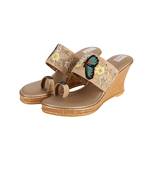 Hand embroidered gold heels