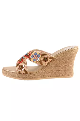 Crystal embellished gold wedges