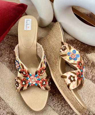Crystal embellished gold wedges 5