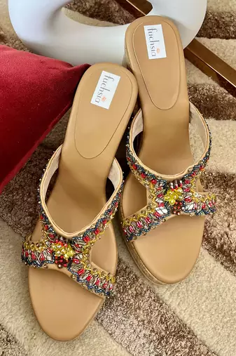 Tikki beads and mirror work heels