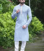 Mens cotton plain kurta pajama