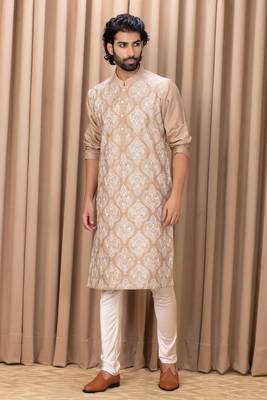 Mens cotton embroidered kurta pajama 1