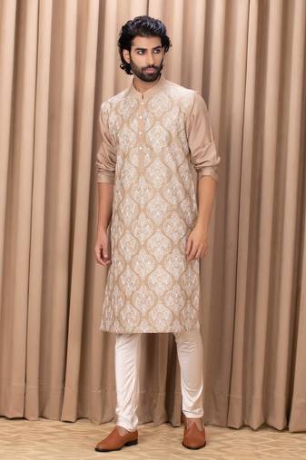 Mens cotton embroidered kurta pajama