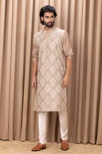Mens cotton embroidered kurta pajama