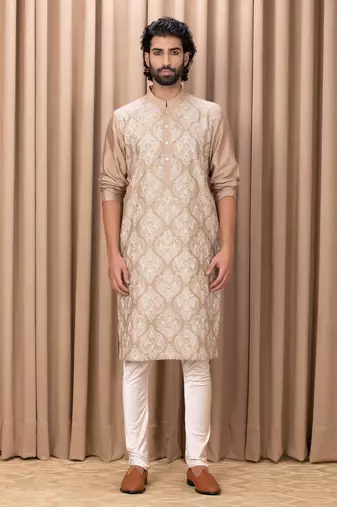 Mens cotton embroidered kurta pajama