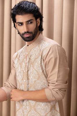 Mens cotton embroidered kurta pajama 3