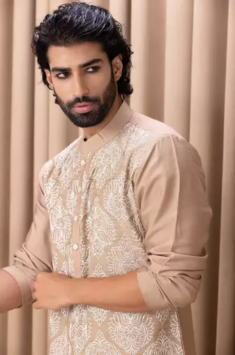 Mens cotton embroidered kurta pajama