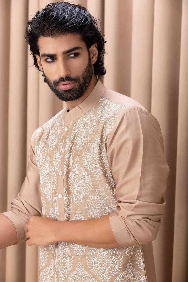 Mens cotton embroidered kurta pajama