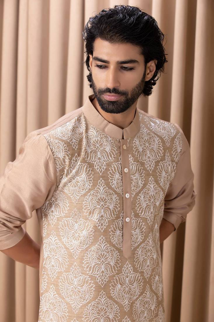 Mens cotton embroidered kurta pajama