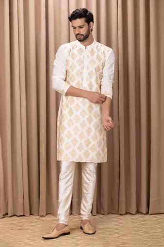 Mens cotton printed kurta pajama