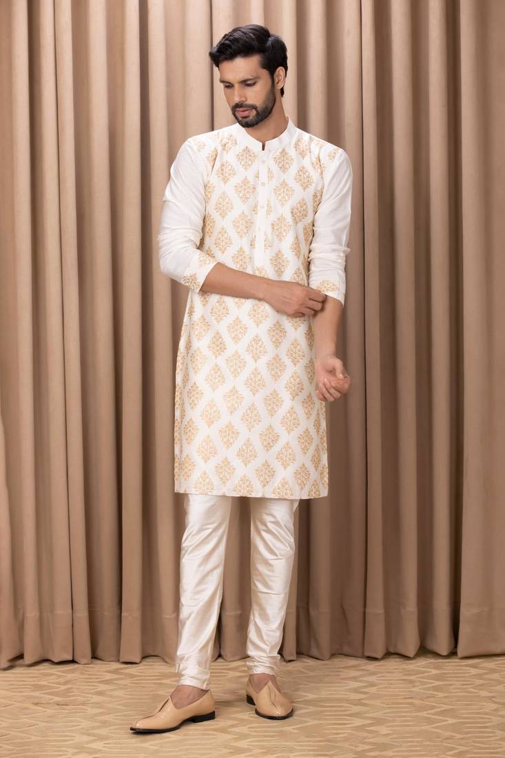 Mens cotton printed kurta pajama