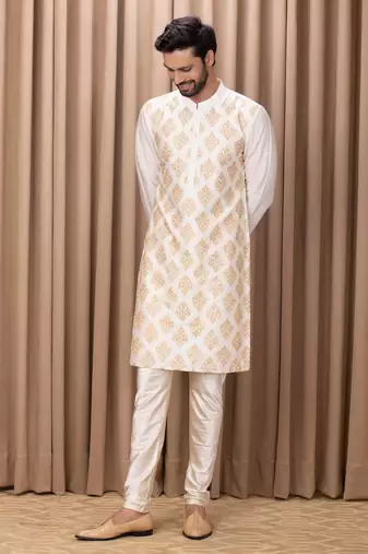 Mens cotton printed kurta pajama