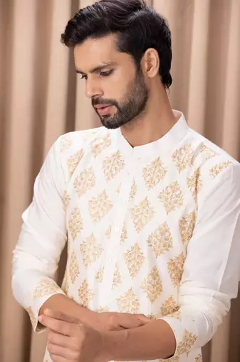 Mens cotton printed kurta pajama