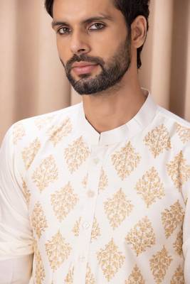Mens cotton printed kurta pajama 4
