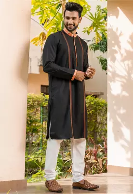 Mens cotton plain kurta pajama 2