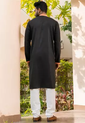 Mens cotton plain kurta pajama 4