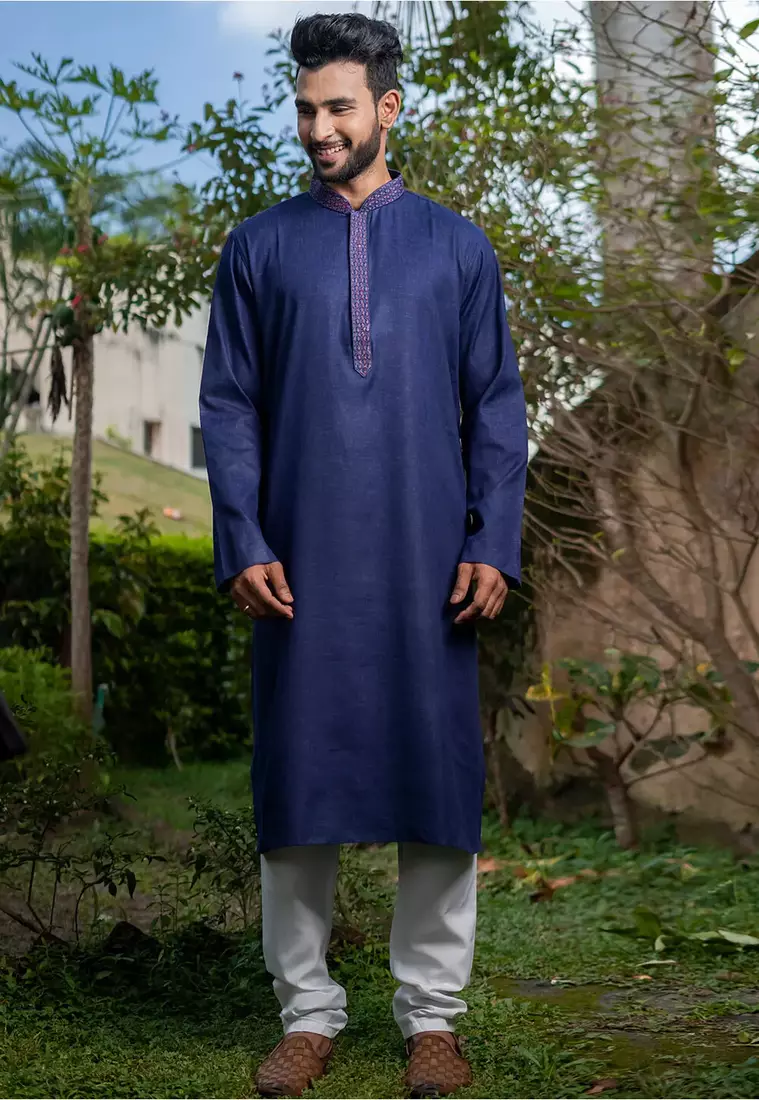 Mens cotton plain kurta pajama