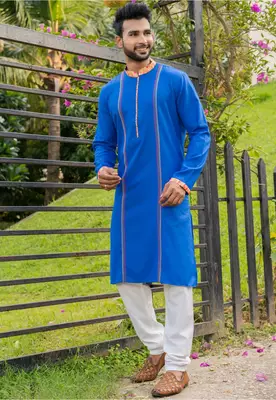 Mens cotton plain kurta pajama 2