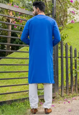 Mens cotton plain kurta pajama 4
