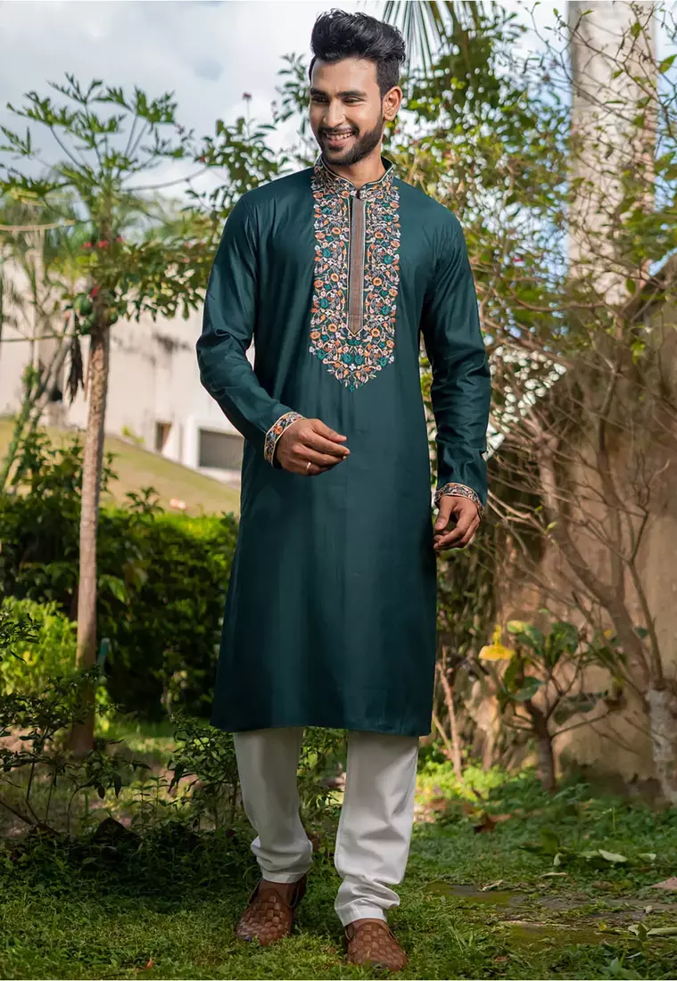Fashion New Design Kurta Pajama Man Mens Cotton Embroidered Kurta