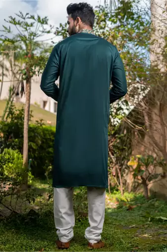 Mens cotton embroidered kurta pajama